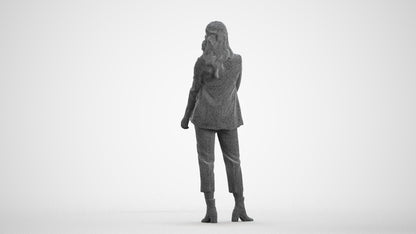 photogrammetry 3D woman business, realistic human model archviz FBX, wireframe front view