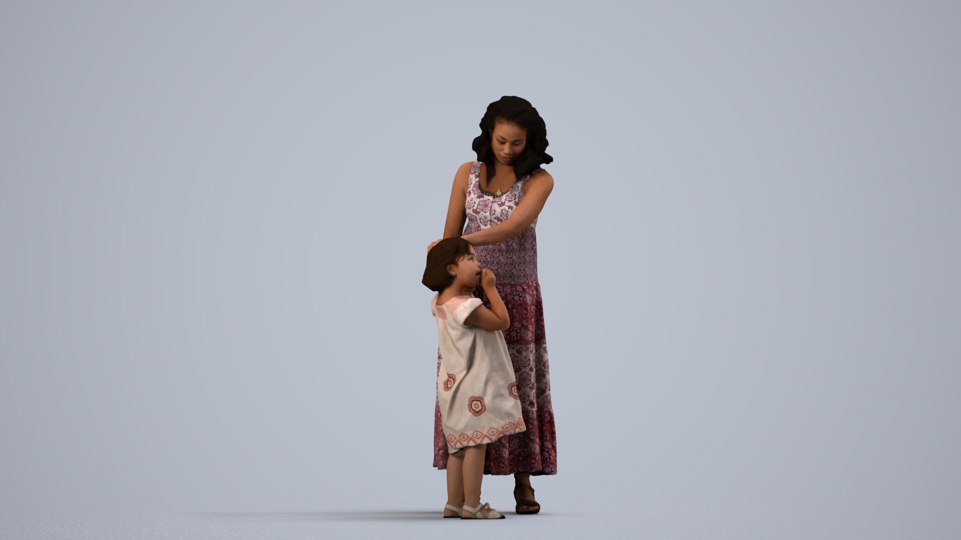 realistic 3D people girl casual kids, render-ready for V-Ray and Corona, FBX OBJ, side view render