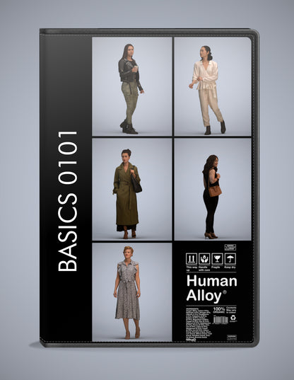scanned 3D people walking collection, 5 photogrammetry models for Enscape and V-Ray