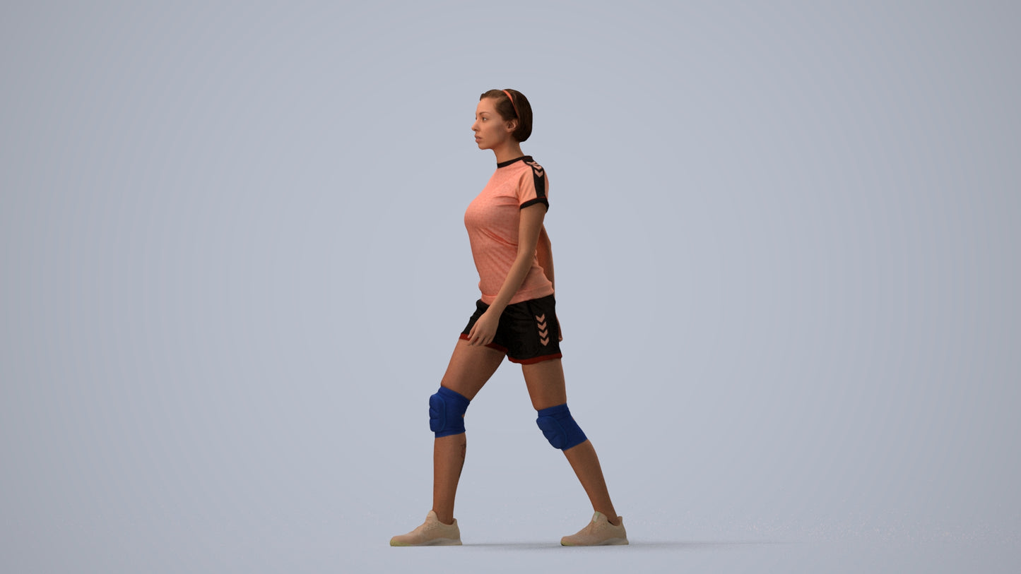 photogrammetry 3D woman sport, realistic human model archviz FBX, three-quarter view render
