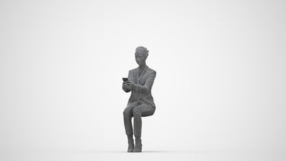 3D scanned woman business, photorealistic archviz people for Enscape and SketchUp, wireframe back view