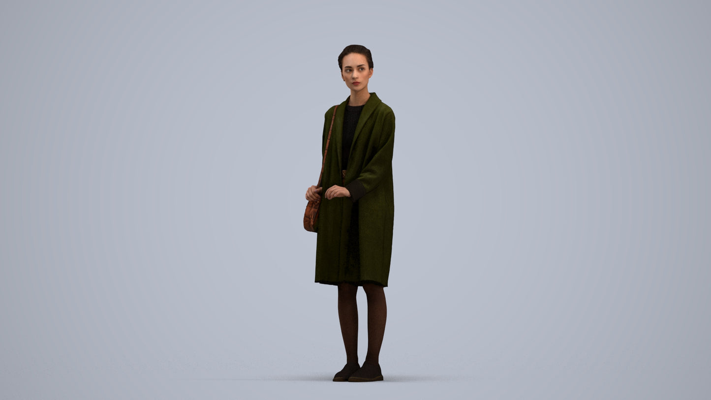 3D people model woman casual standing, scanned human for 3ds Max rendering, standing pose render