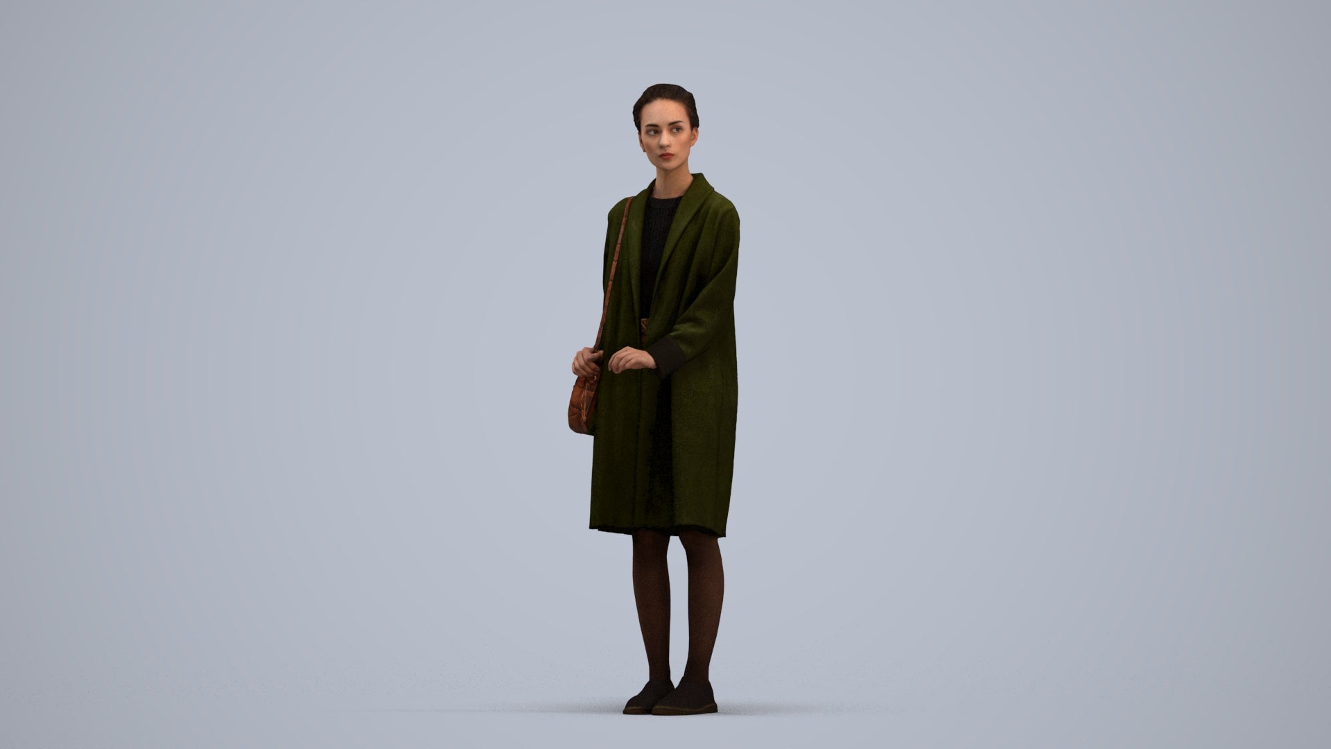 3D people model woman casual standing, scanned human for 3ds Max rendering, standing pose render