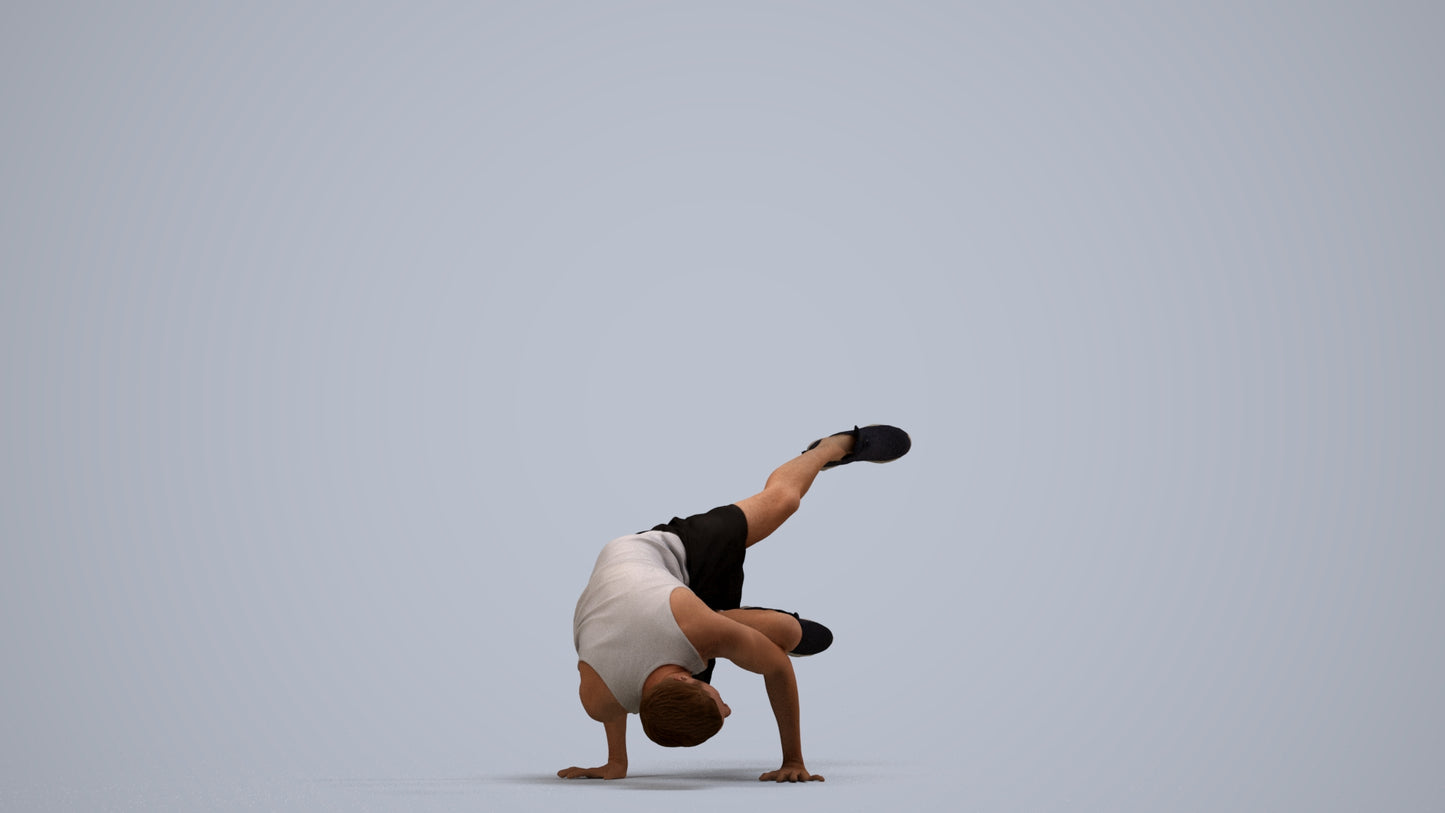 scanned 3D man sport, photogrammetry people for Enscape and V-Ray, side view render