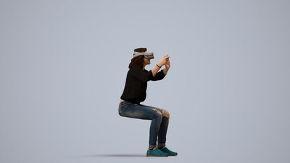 scanned 3D woman casual sitting, photogrammetry people for Enscape and V-Ray, side view render