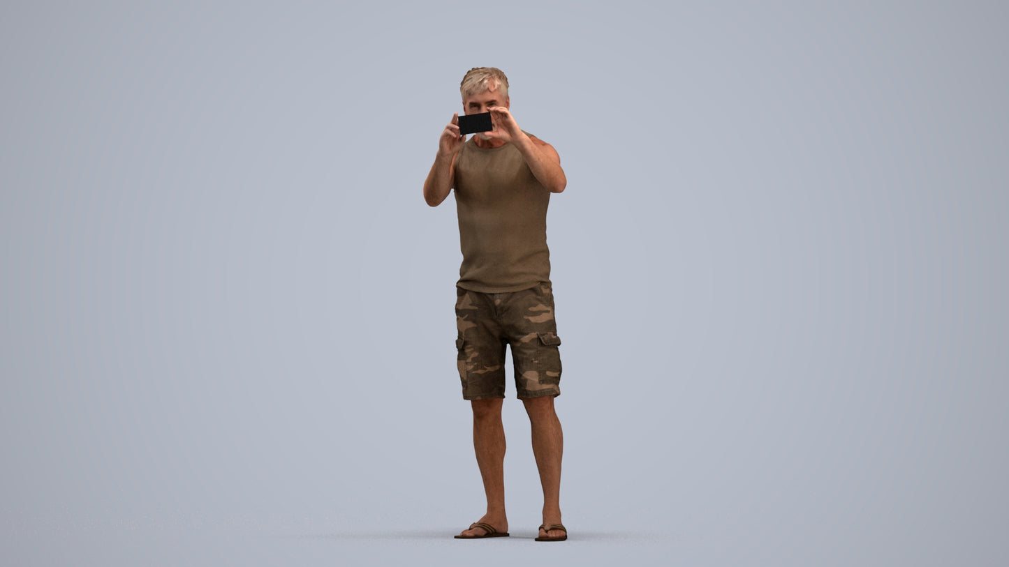 realistic 3D man casual standing, scanned archviz people for Blender and 3ds Max, standing pose render