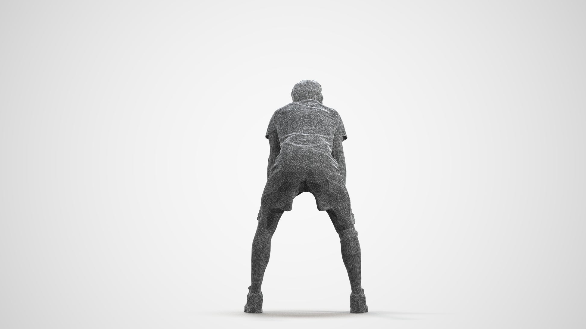 realistic 3D man sport, scanned archviz people for Blender and 3ds Max, wireframe front view