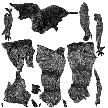 realistic 3D woman casual standing, scanned archviz people for Blender and 3ds Max, wireframe top-down view