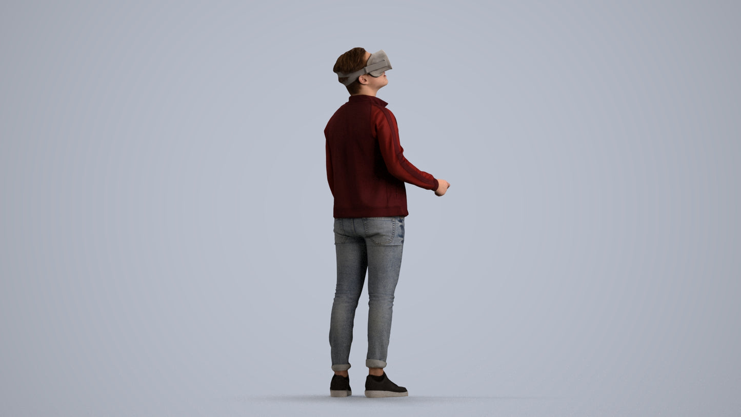 realistic 3D boy casual kids, scanned archviz people for Blender and 3ds Max, front view render