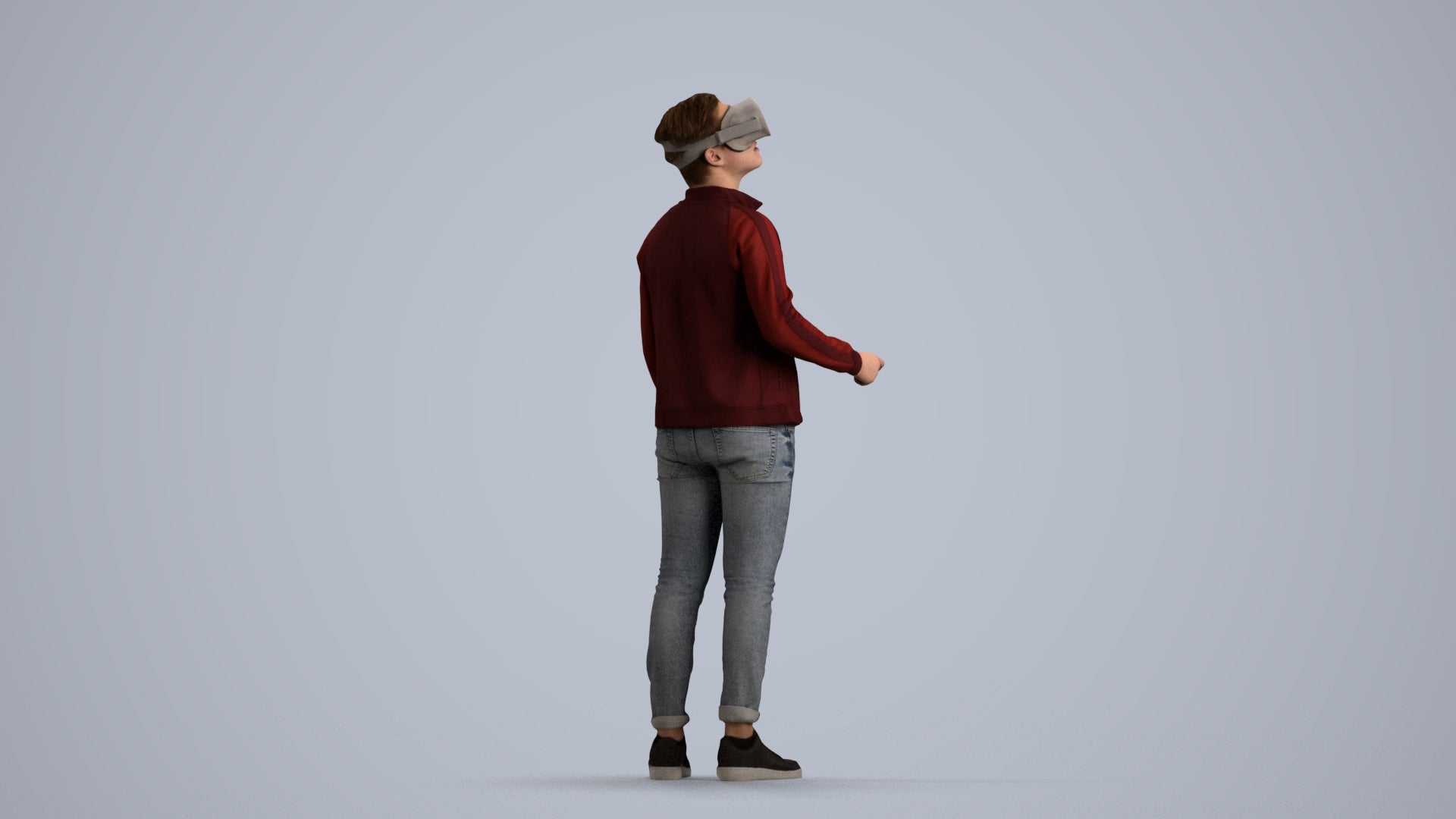 realistic 3D boy casual kids, scanned archviz people for Blender and 3ds Max, front view render