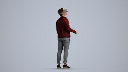 realistic 3D boy casual kids, scanned archviz people for Blender and 3ds Max, front view render