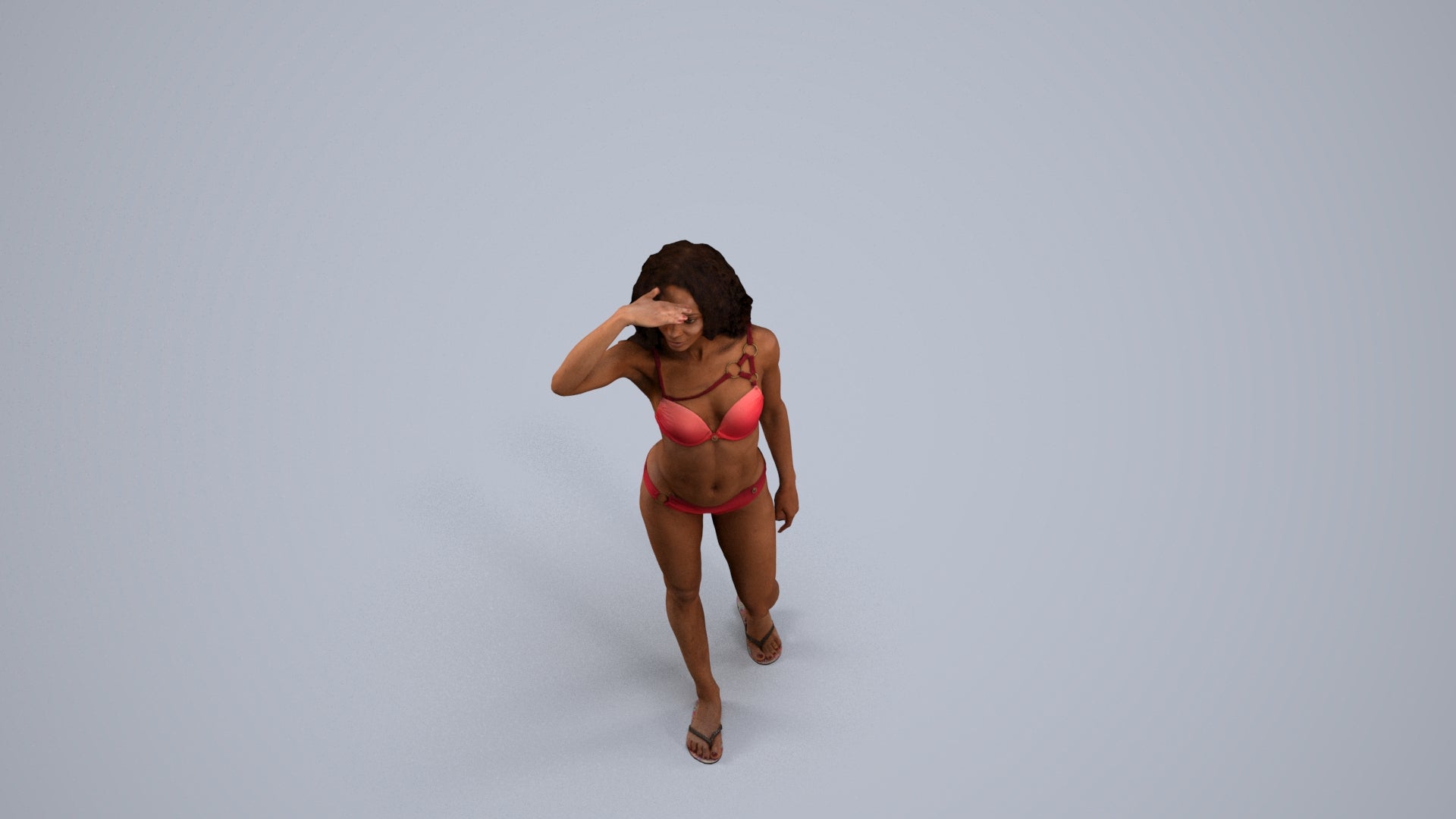 photogrammetry 3D woman pool, realistic human model archviz FBX, back view render