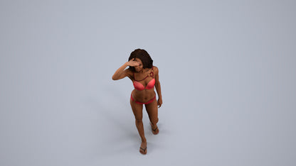 photogrammetry 3D woman pool, realistic human model archviz FBX, back view render