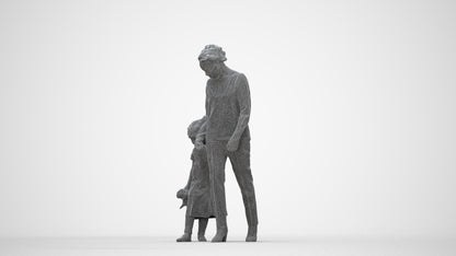 realistic 3D girl casual kids, scanned archviz people for Blender and 3ds Max, wireframe back view