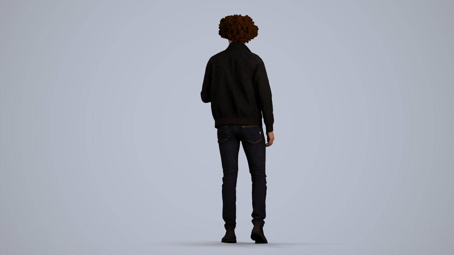 photogrammetry 3D man casual standing, realistic human model archviz FBX, front view render