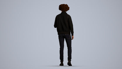 photogrammetry 3D man casual standing, realistic human model archviz FBX, front view render