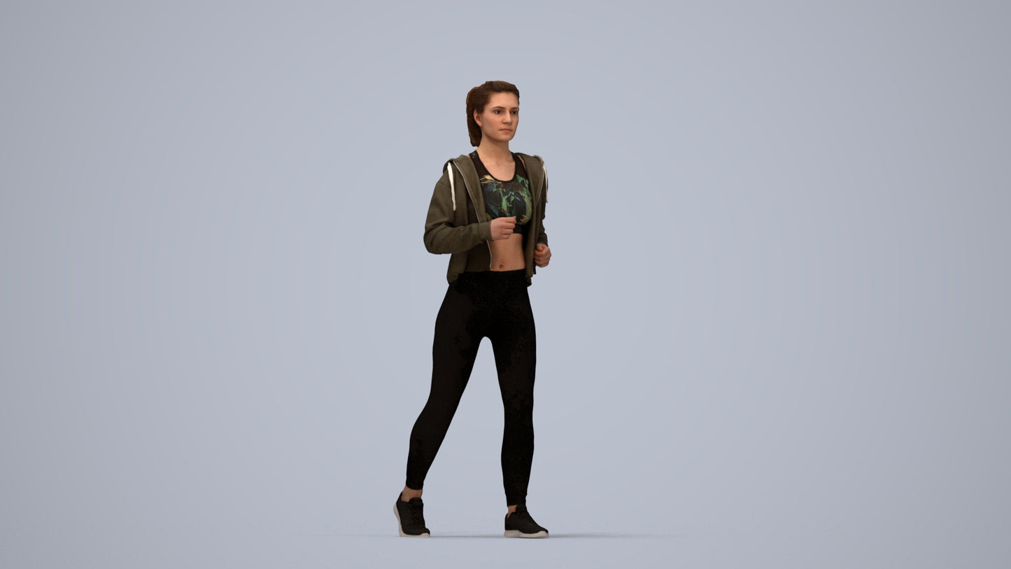 3D scanned woman sport, photorealistic archviz people for Enscape and SketchUp, top-down view render