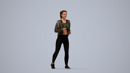 3D scanned woman sport, photorealistic archviz people for Enscape and SketchUp, top-down view render