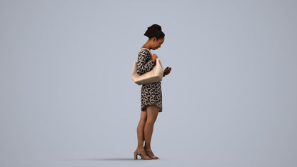 scanned 3D woman casual standing, photogrammetry people for Enscape and V-Ray, side view render