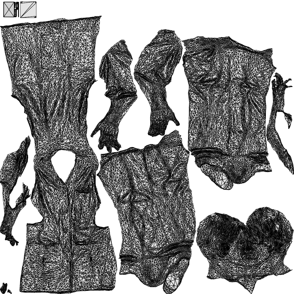 3D people model senior woman medical, scanned human for 3ds Max rendering, wireframe top-down view
