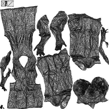 3D people model senior woman medical, scanned human for 3ds Max rendering, wireframe top-down view