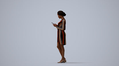 realistic 3D people woman casual walking, render-ready for V-Ray and Corona, FBX OBJ, three-quarter view render