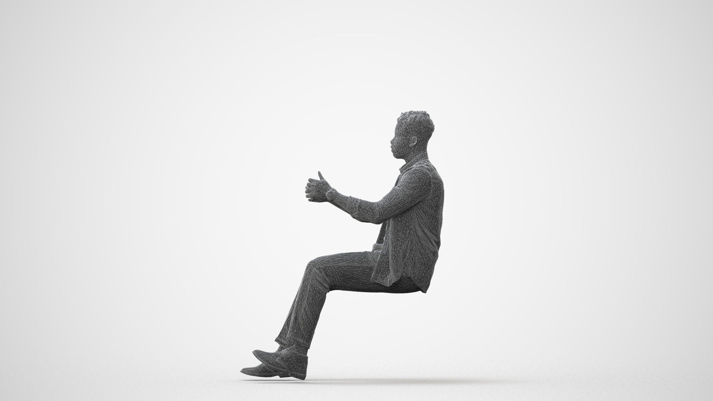 scanned 3D man casual driving, photogrammetry people for Enscape and V-Ray, square thumbnail