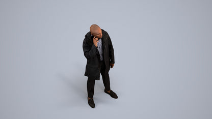 photogrammetry 3D man business standing, realistic human model archviz FBX, back view render