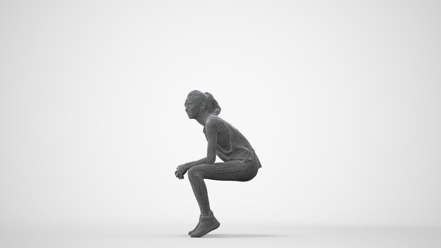 3D human model woman sport, photogrammetry scanned person for archviz, square thumbnail