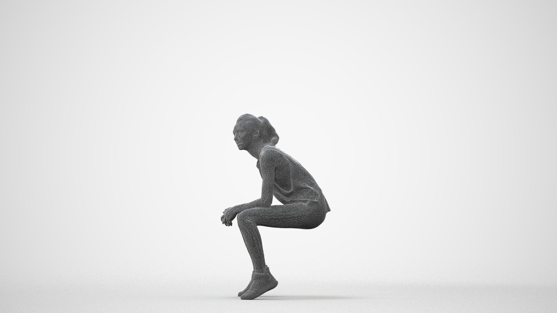 3D human model woman sport, photogrammetry scanned person for archviz, square thumbnail