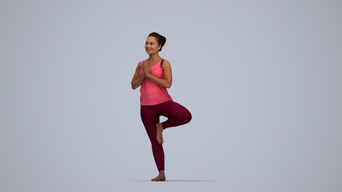 3D scanned woman sport, photorealistic archviz people for Enscape and SketchUp, top-down view render