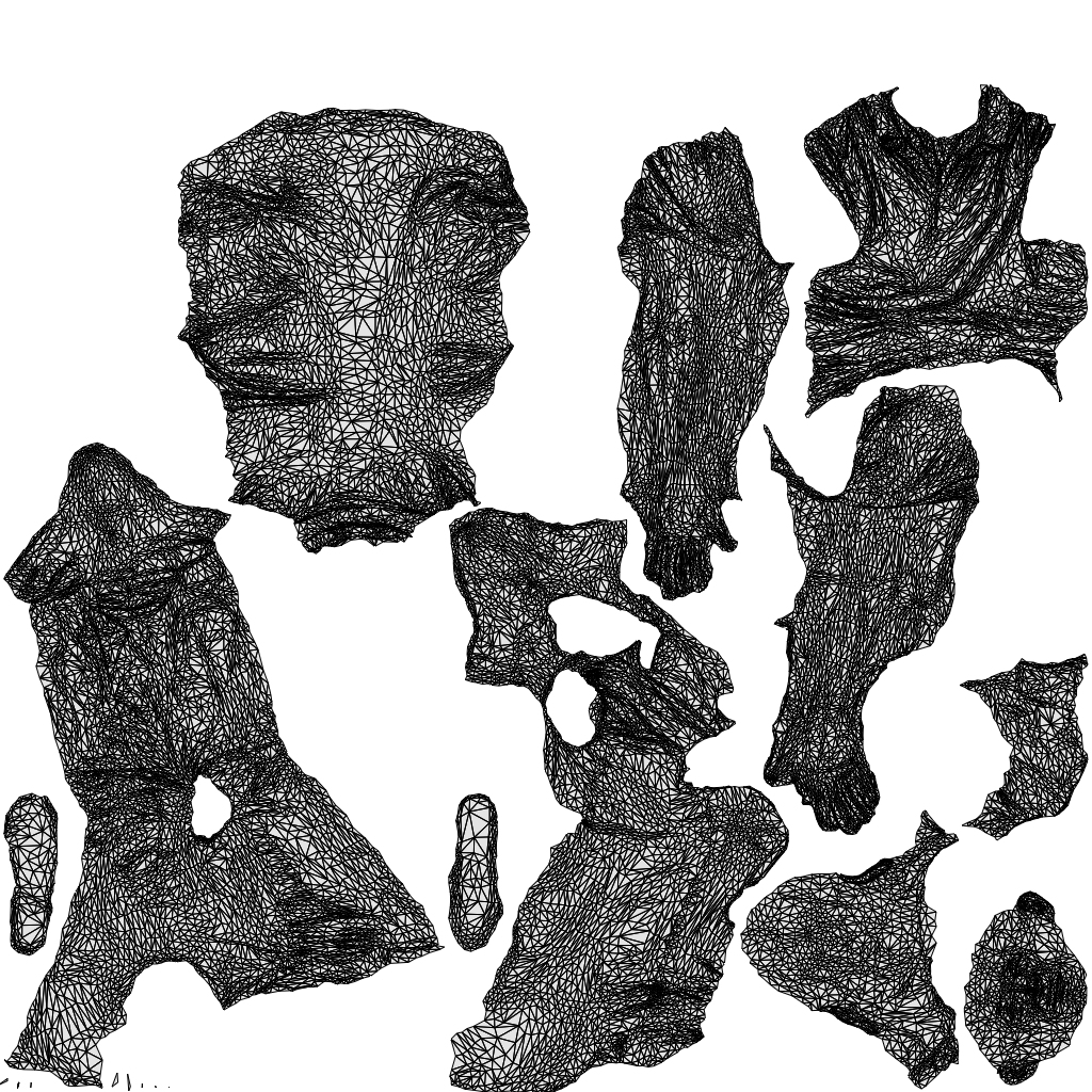 3D scanned senior man sitting casual, photorealistic archviz people for Enscape and SketchUp, wireframe top-down view
