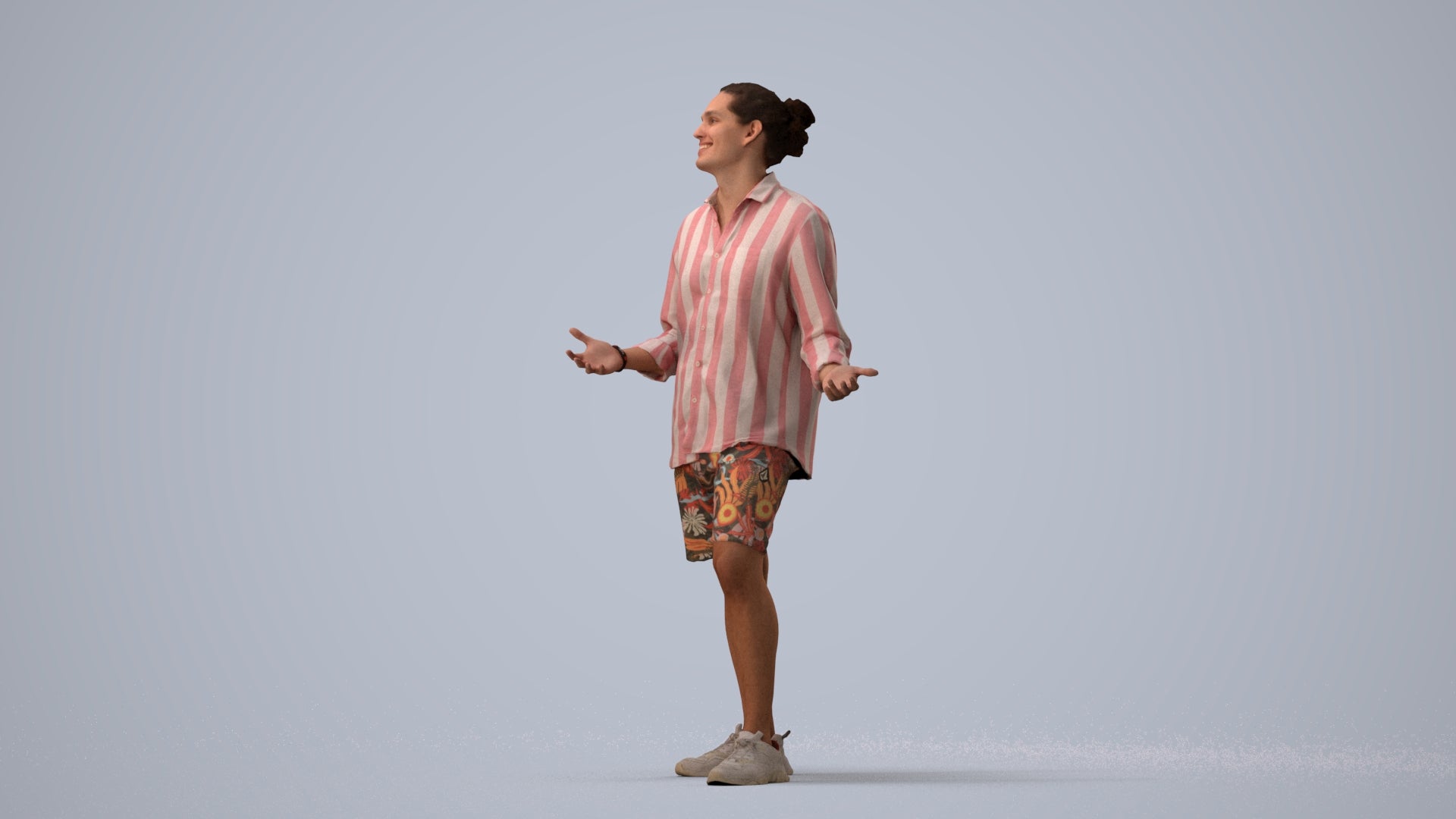 scanned 3D man casual standing, photogrammetry people for Enscape and V-Ray, three-quarter view render