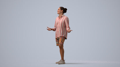 scanned 3D man casual standing, photogrammetry people for Enscape and V-Ray, three-quarter view render