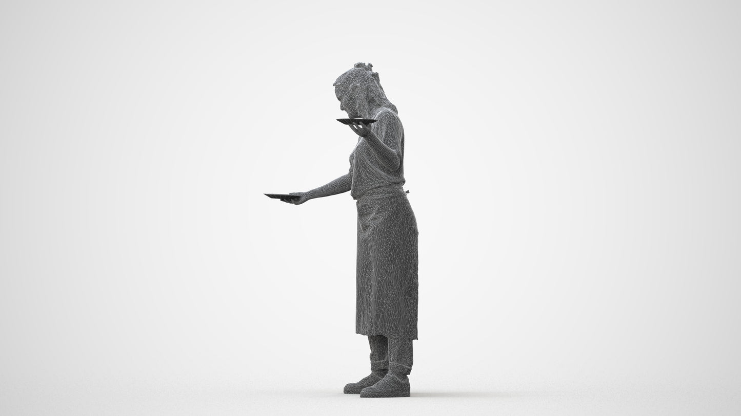 3D scanned woman hospitality, photorealistic archviz people for Enscape and SketchUp, square thumbnail