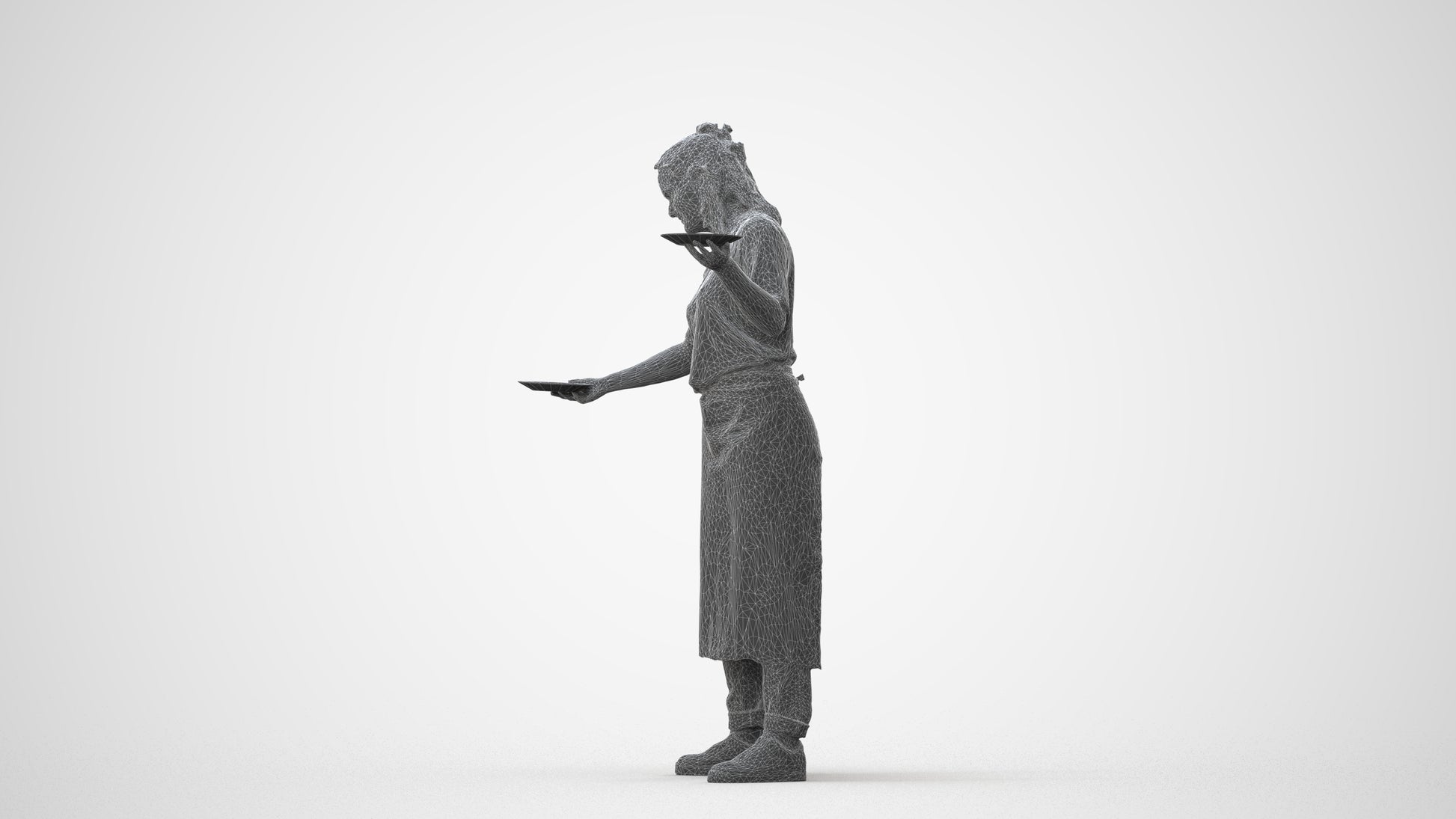 3D scanned woman hospitality, photorealistic archviz people for Enscape and SketchUp, square thumbnail