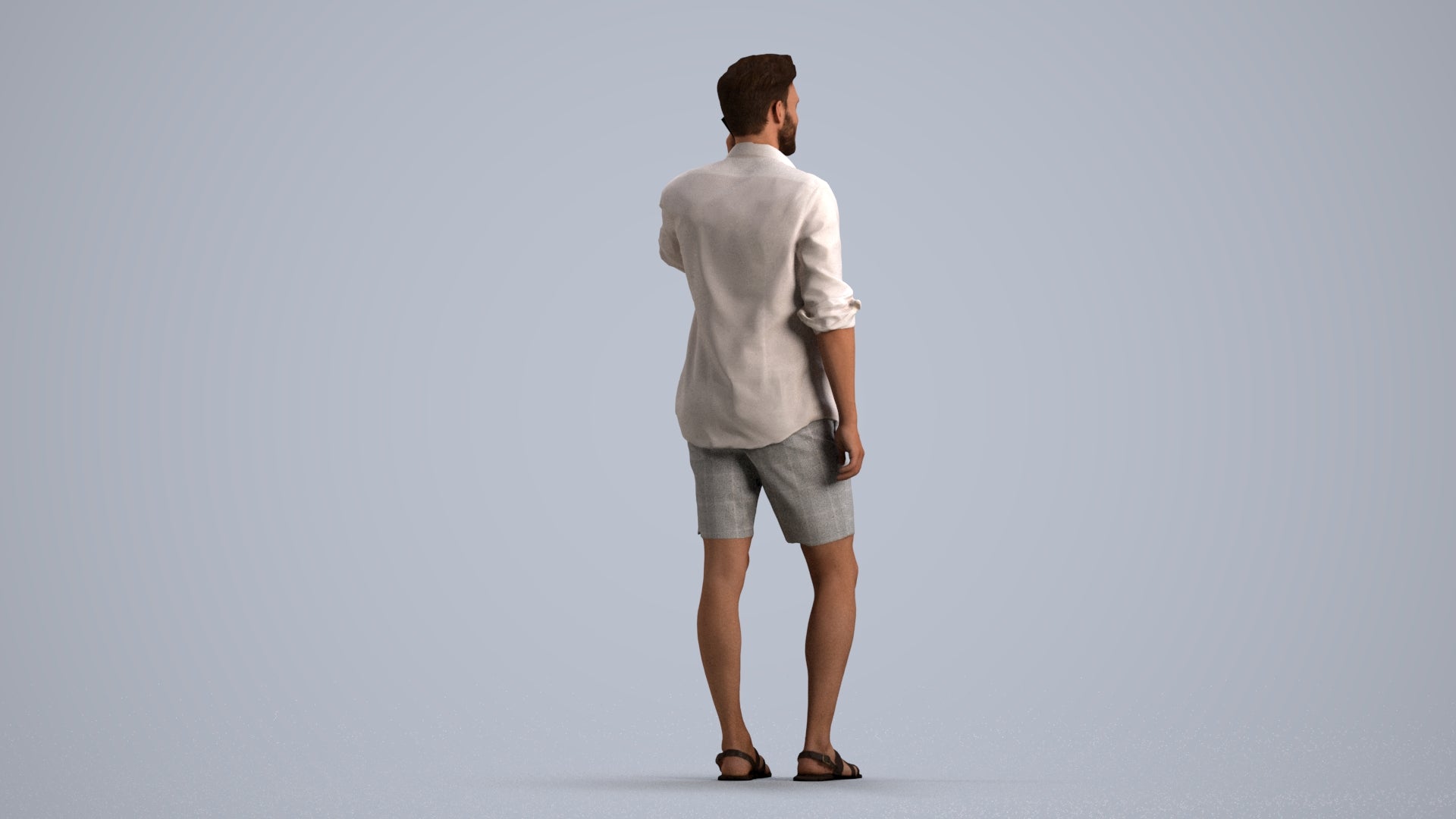 scanned 3D man casual standing, photogrammetry people for Enscape and V-Ray, front view render