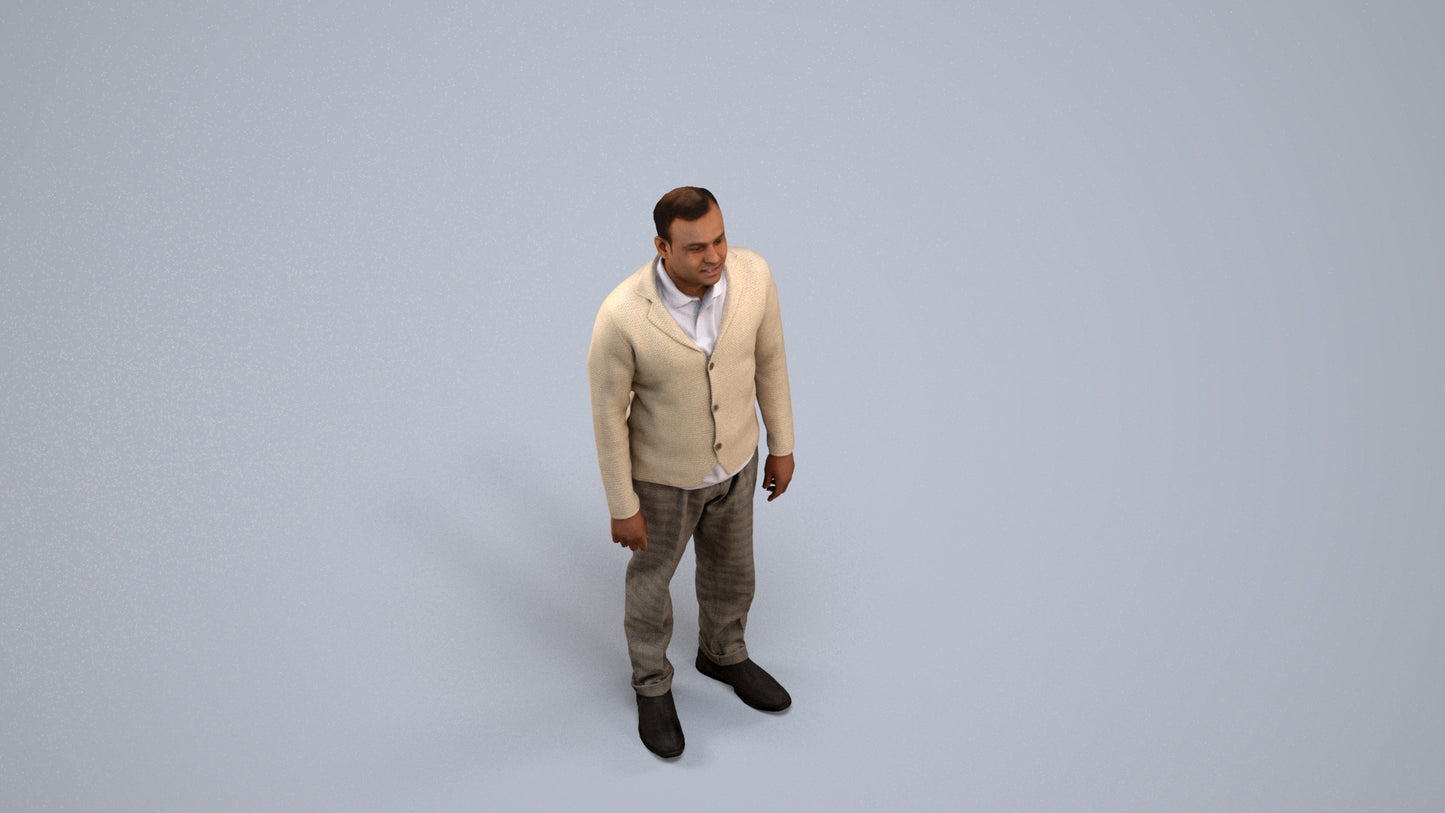 realistic 3D people man business standing, render-ready for V-Ray and Corona, FBX OBJ, back view render