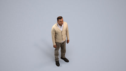 realistic 3D people man business standing, render-ready for V-Ray and Corona, FBX OBJ, back view render