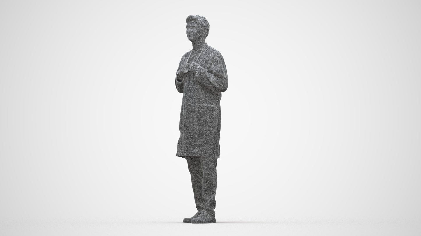 realistic 3D people man medical, render-ready for V-Ray and Corona, FBX OBJ, wireframe back view