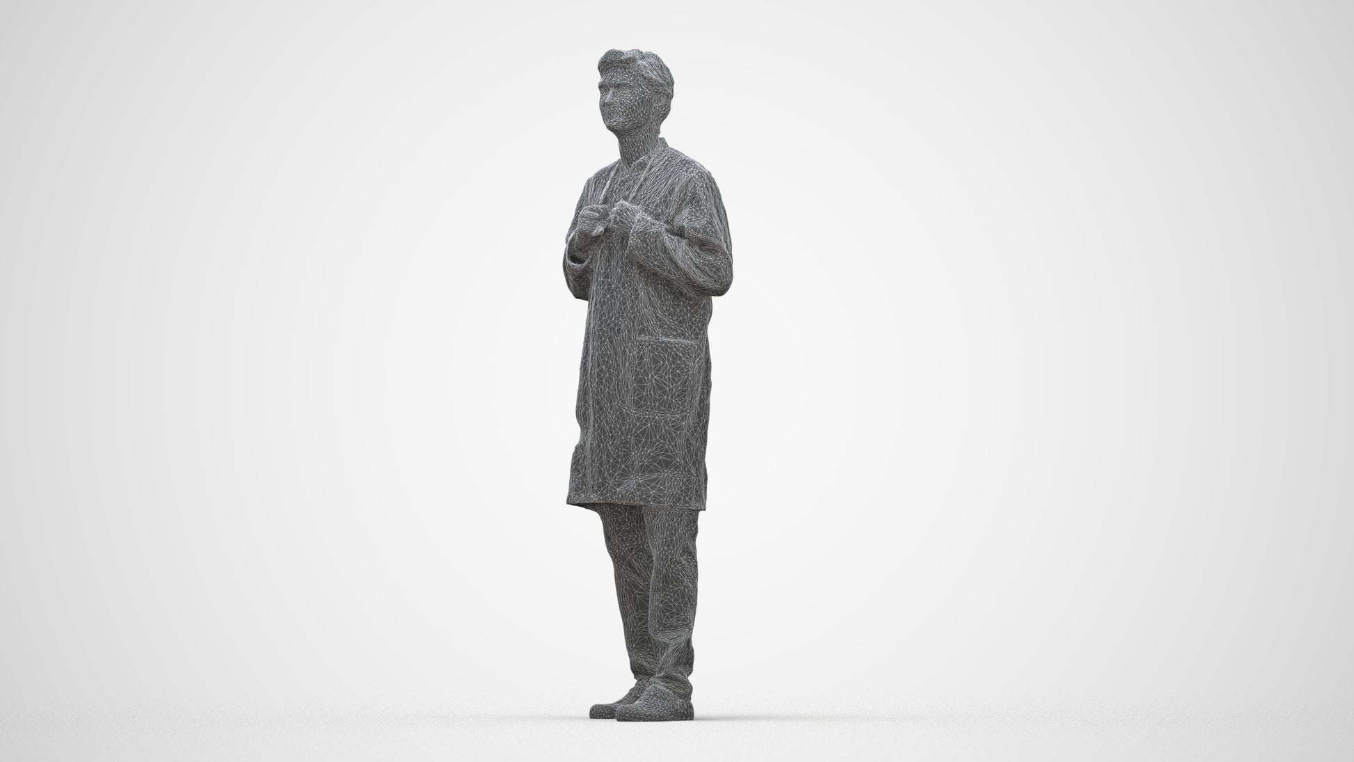 realistic 3D people man medical, render-ready for V-Ray and Corona, FBX OBJ, wireframe back view