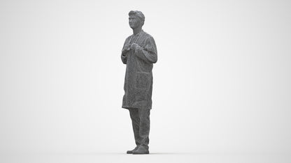 realistic 3D people man medical, render-ready for V-Ray and Corona, FBX OBJ, wireframe back view