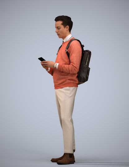 3D people model man casual standing, scanned human for 3ds Max rendering