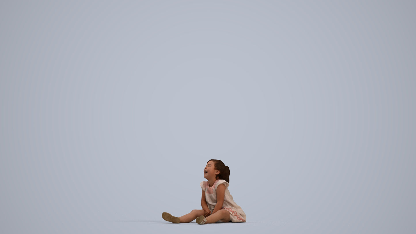 photogrammetry 3D girl casual kids, realistic human model archviz FBX, standing pose render