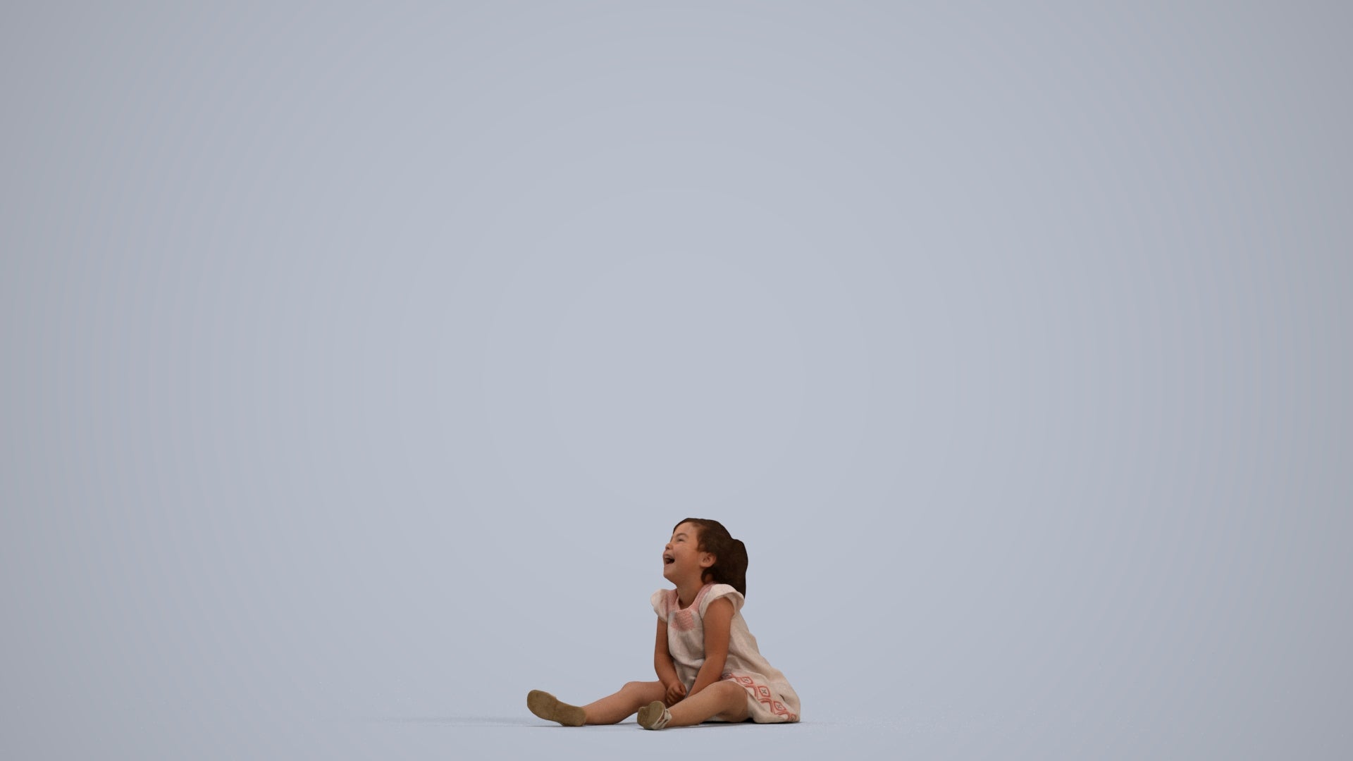 photogrammetry 3D girl casual kids, realistic human model archviz FBX, standing pose render