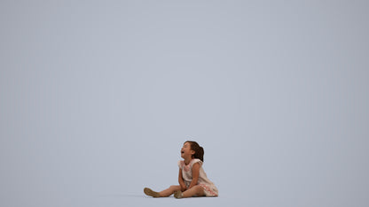 photogrammetry 3D girl casual kids, realistic human model archviz FBX, standing pose render