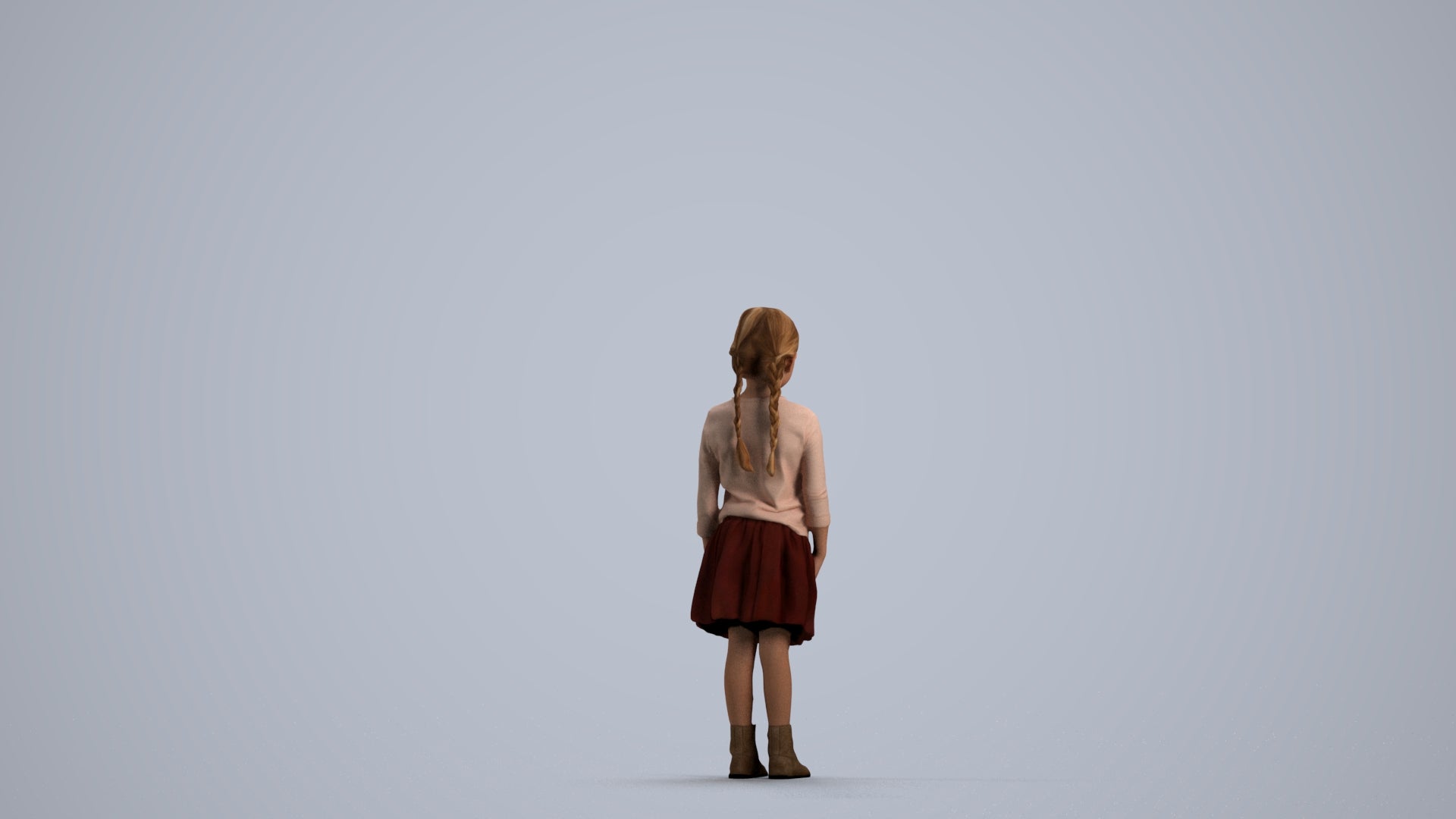 scanned 3D girl casual kids, photogrammetry people for Enscape and V-Ray, front view render