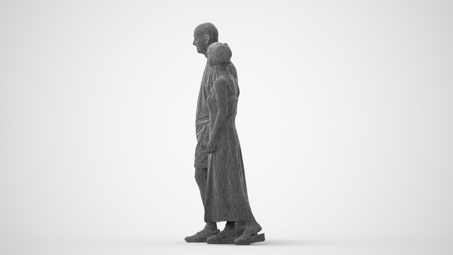 3D scanned senior woman couple casual, photorealistic archviz people for Enscape and SketchUp, square thumbnail