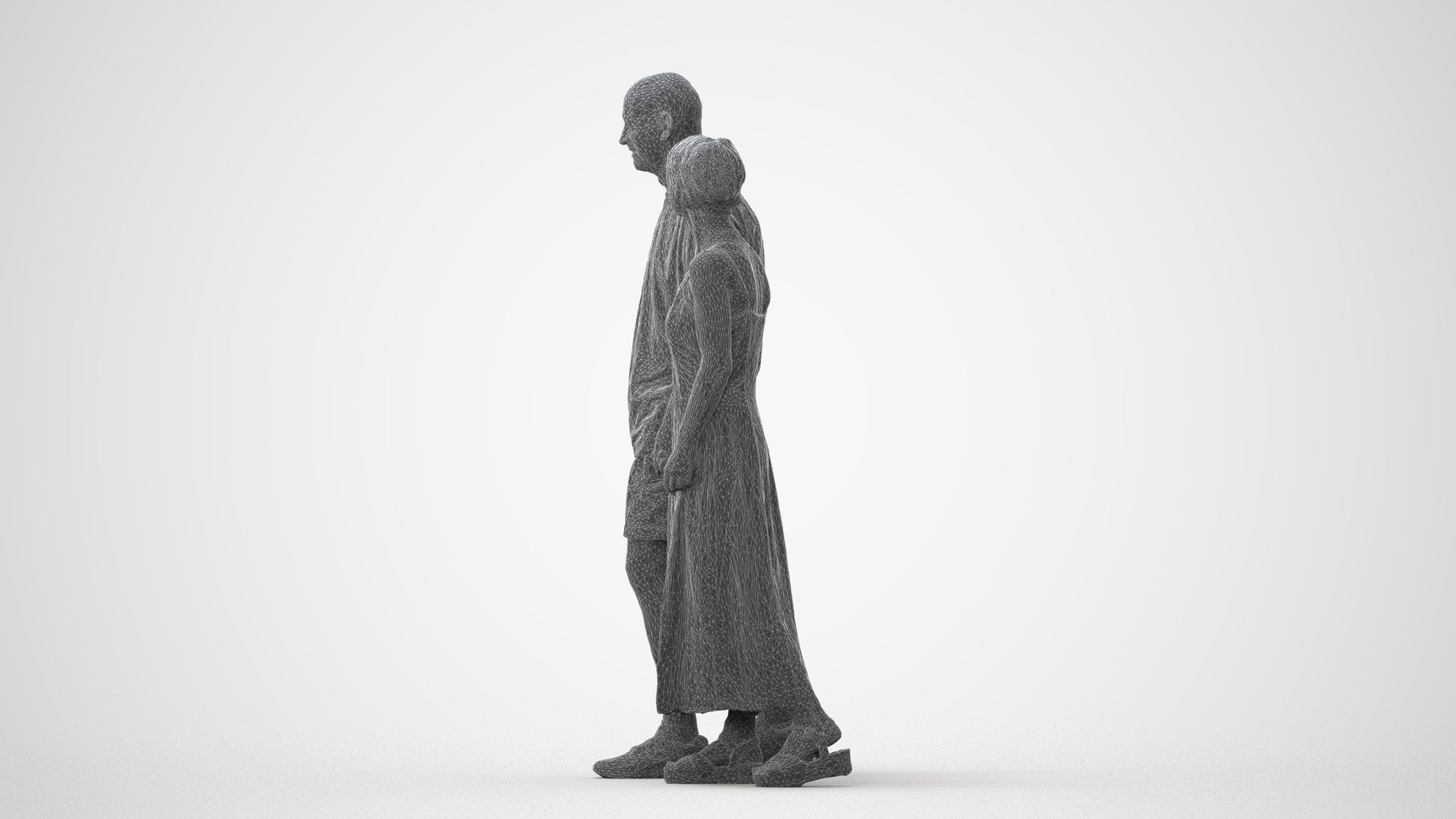 3D scanned senior woman couple casual, photorealistic archviz people for Enscape and SketchUp, square thumbnail
