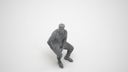 3D scanned man pool casual, photorealistic archviz people for Enscape and SketchUp, wireframe three-quarter view